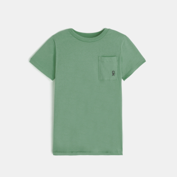 تيشيرت سادة بأكمام قصيرة باللون الأخضر للأولاد